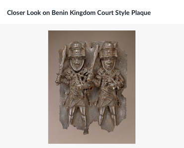 Closer look on Benin Kingdom Court Style Plaque